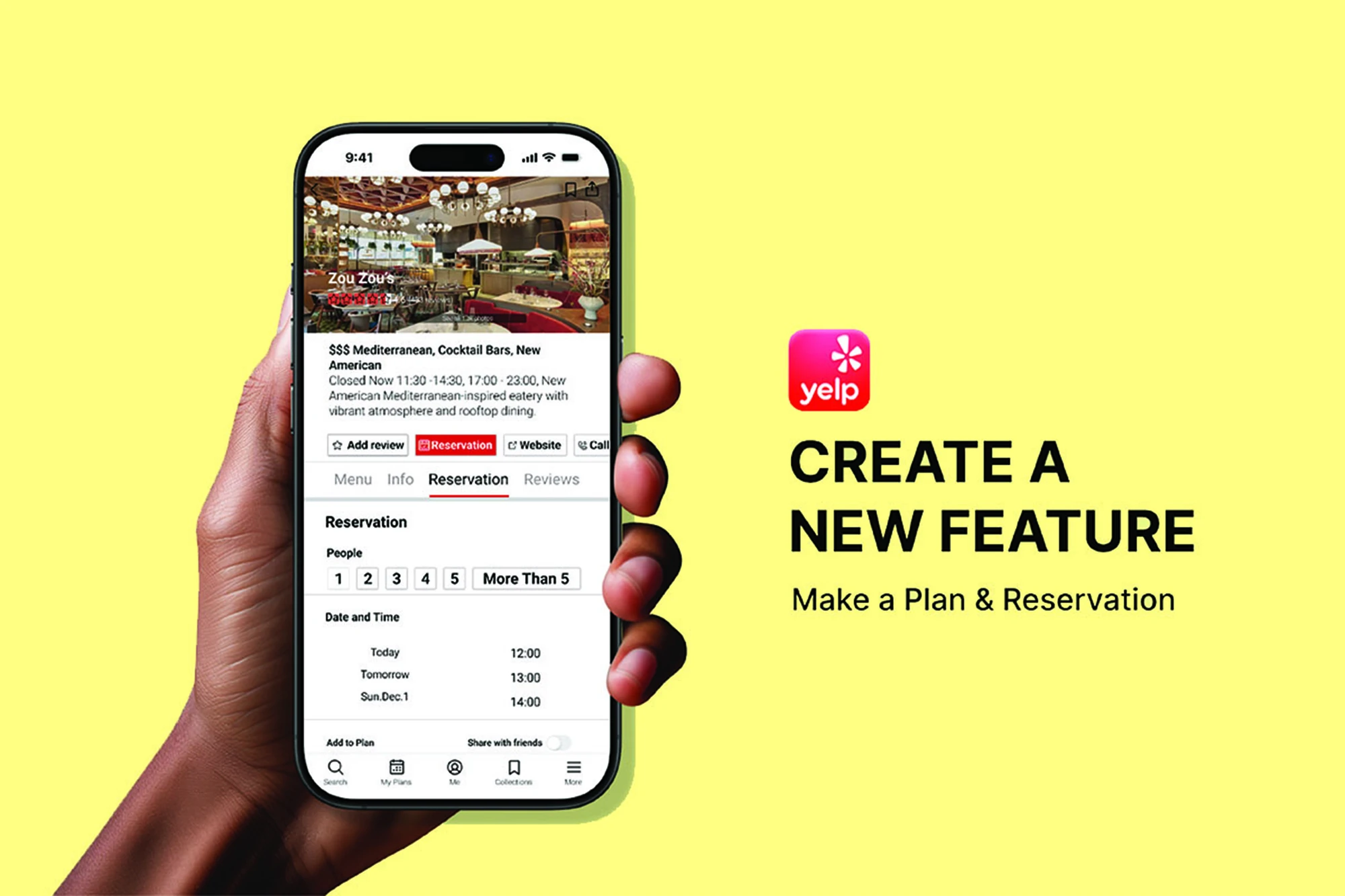 “Make a Plan” and “Reservation” Features for the Yelp App